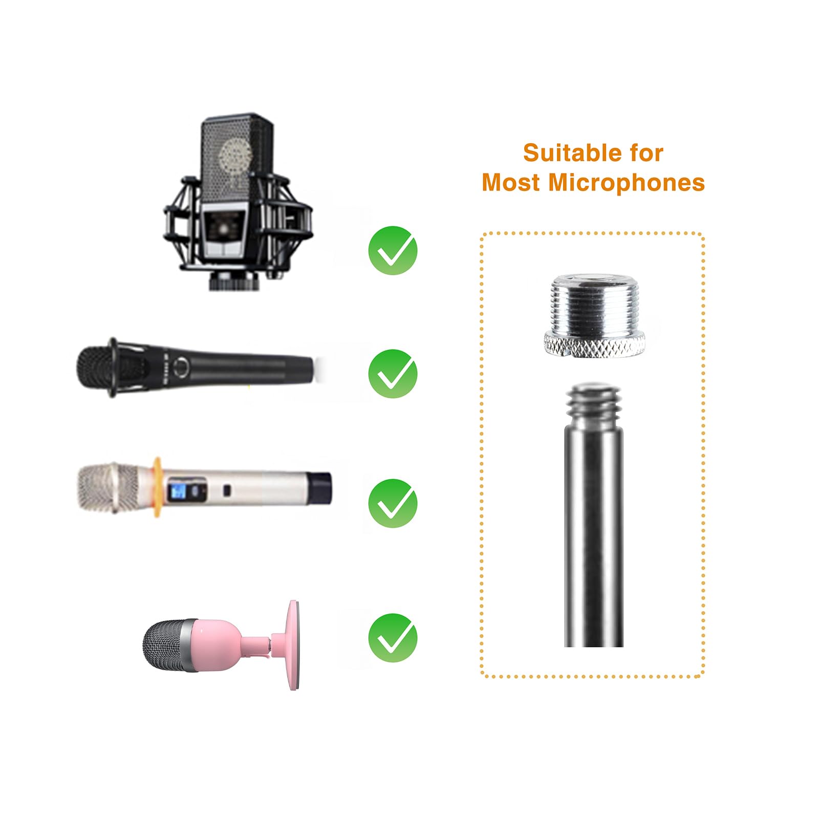 Pink Microphone Stand, Mic Boom Arm Suspension Scissor with Shock Mount Microphone Clip Holder Upgraded Desk Clamp for Blue Yeti